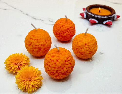 Scented Laddu Candles for Festival Gifting (Set of 4 Laddu) - Image 2